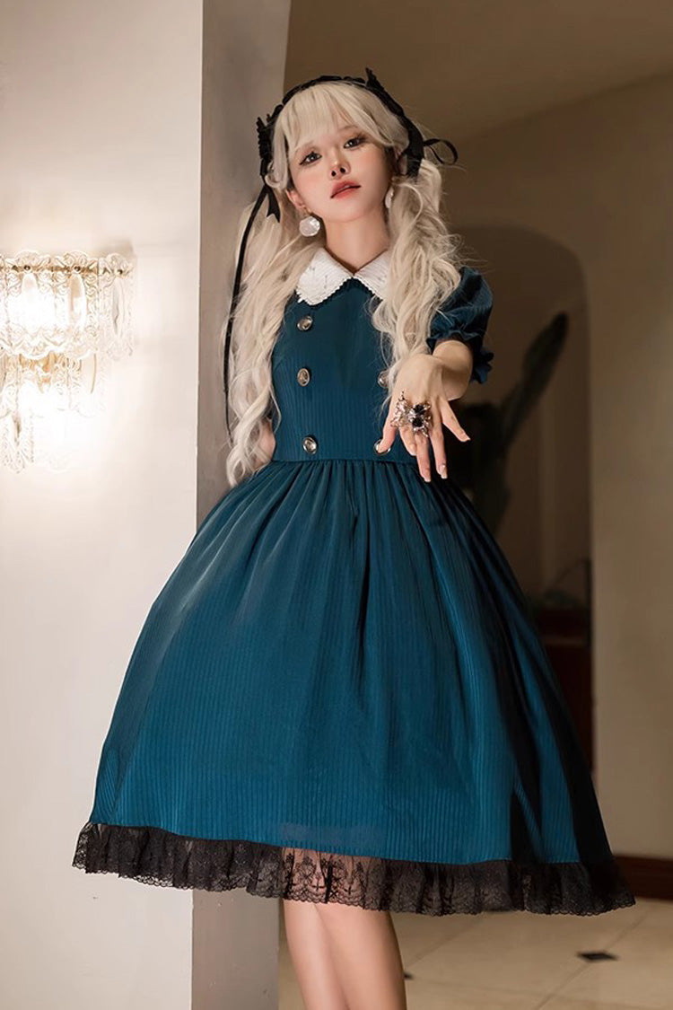 Gothic Lolita Dress - Dark Green Otherworld Deacon, Green, Detachable Detail - additional product view 4