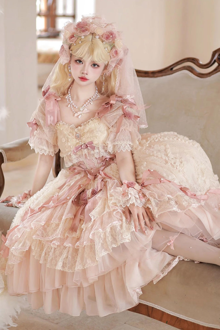 Gothic Lolita Dress - Diane Rose, Pink, Layered, Sweet Style, Bow Detail - additional product view 3