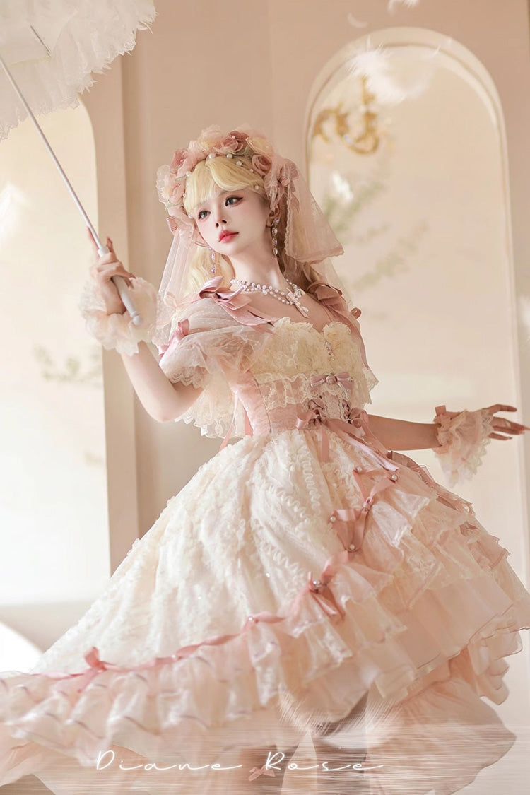 Gothic Lolita Dress - Diane Rose, Pink, Layered, Sweet Style, Bow Detail - additional product view 4