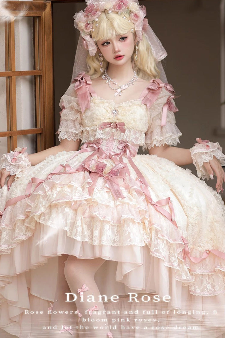 Gothic Lolita Dress - Diane Rose, Pink, Layered, Sweet Style, Bow Detail - additional product view 5