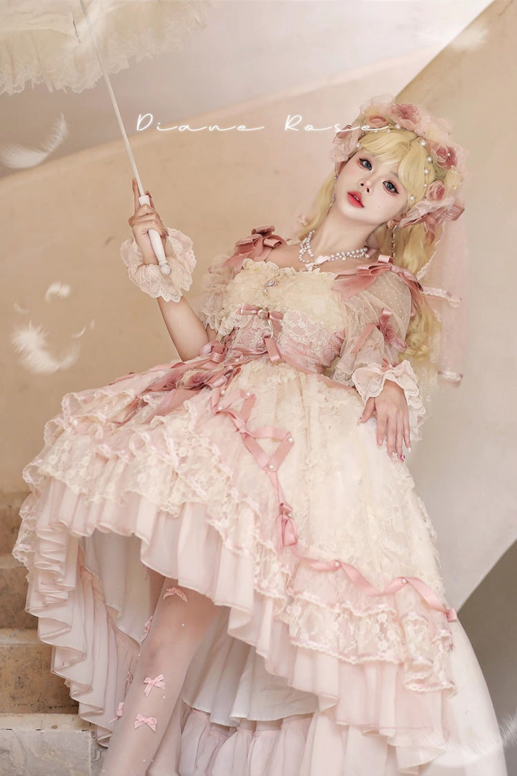 Gothic Lolita Dress - Diane Rose, Pink, Layered, Sweet Style, Bow Detail - additional product view 6
