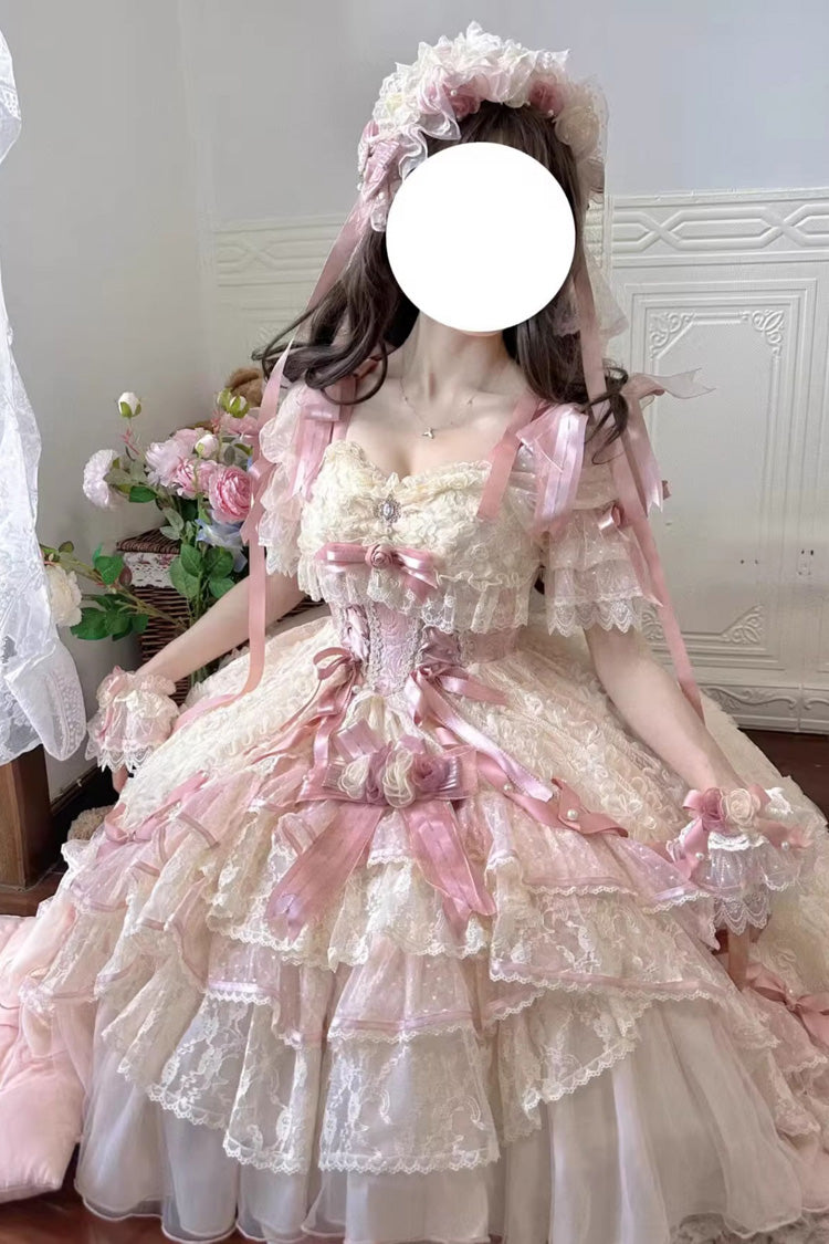 Gothic Lolita Dress - Diane Rose, Pink, Layered, Sweet Style, Bow Detail - additional product view 7