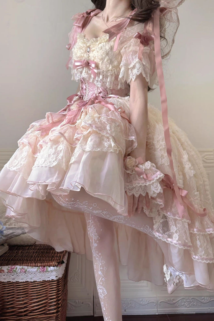 Gothic Lolita Dress - Diane Rose, Pink, Layered, Sweet Style, Bow Detail - additional product view 8