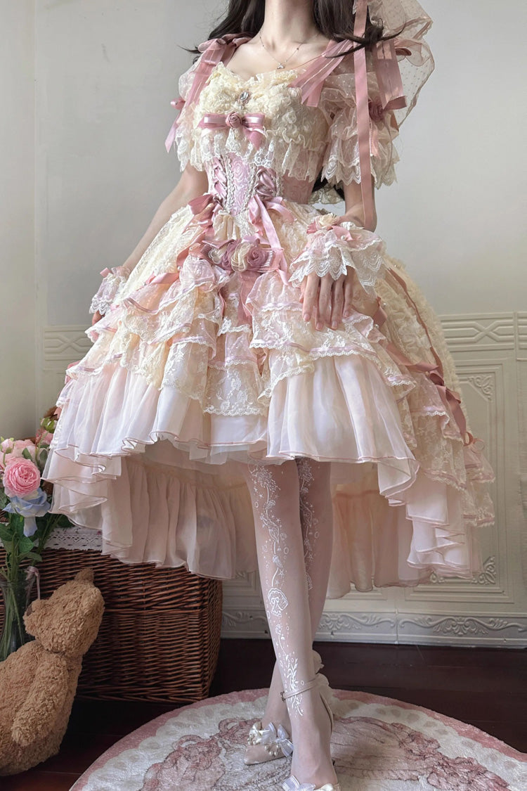 Gothic Lolita Dress - Diane Rose, Pink, Layered, Sweet Style, Bow Detail - additional product view 9