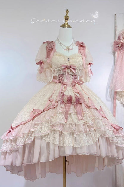 Gothic Lolita Dress - Diane Rose, Pink, Layered, Sweet Style, Bow Detail - additional product view 13