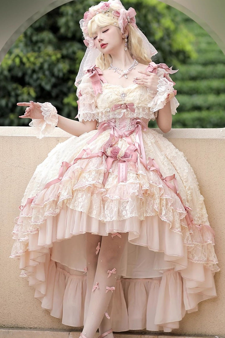 Gothic Lolita Dress - Diane Rose, Pink, Layered, Sweet Style, Bow Detail - main product image