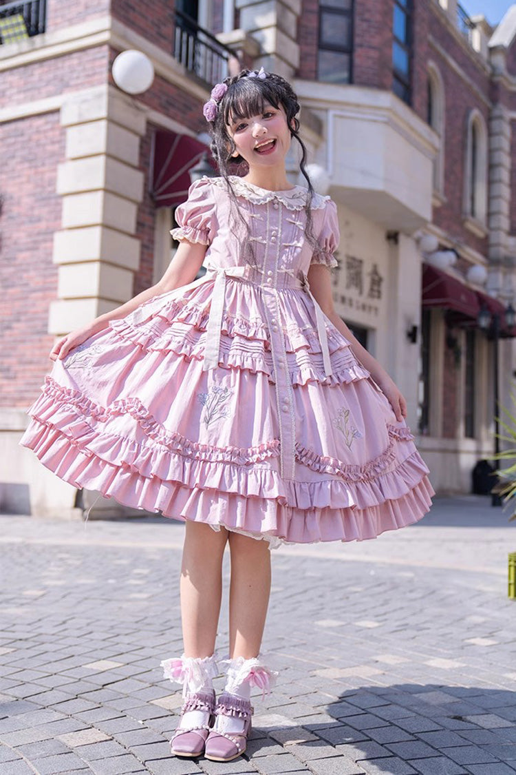 Gothic Lolita Dress - Doll Collar, Pink, Printed, Embroidered, Sweet Style - additional product view 2