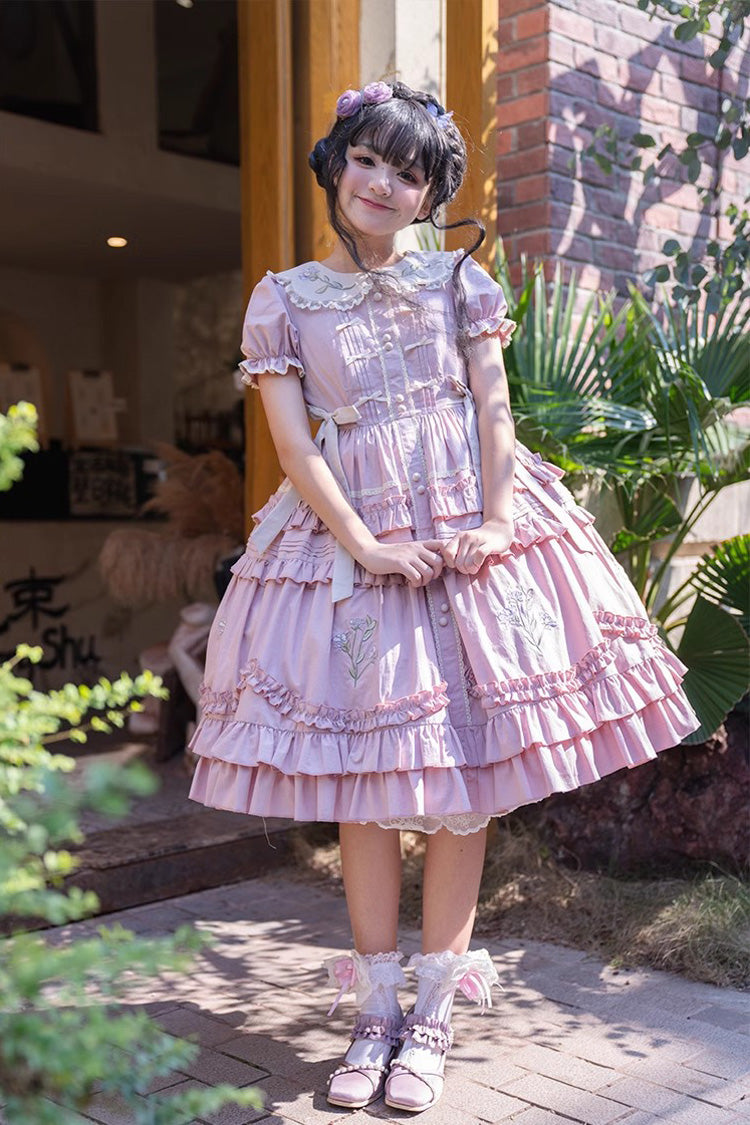 Gothic Lolita Dress - Doll Collar, Pink, Printed, Embroidered, Sweet Style - additional product view 7
