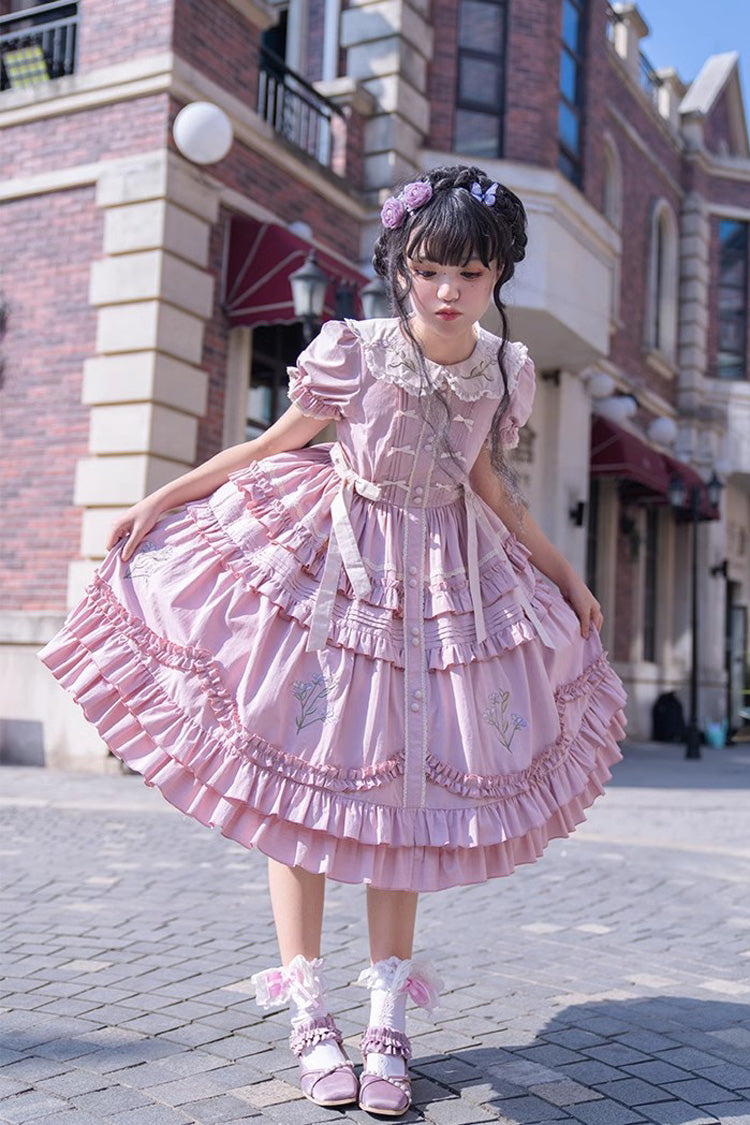 Gothic Lolita Dress - Doll Collar, Pink, Printed, Embroidered, Sweet Style - additional product view 10