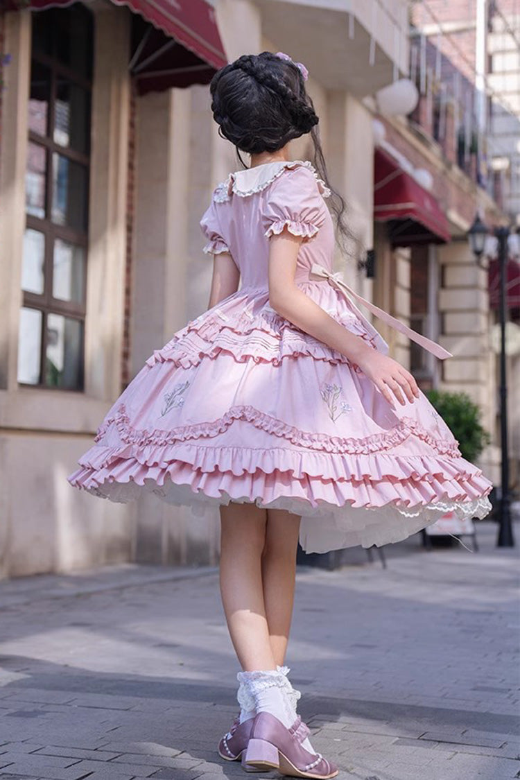 Gothic Lolita Dress - Doll Collar, Pink, Printed, Embroidered, Sweet Style - additional product view 12
