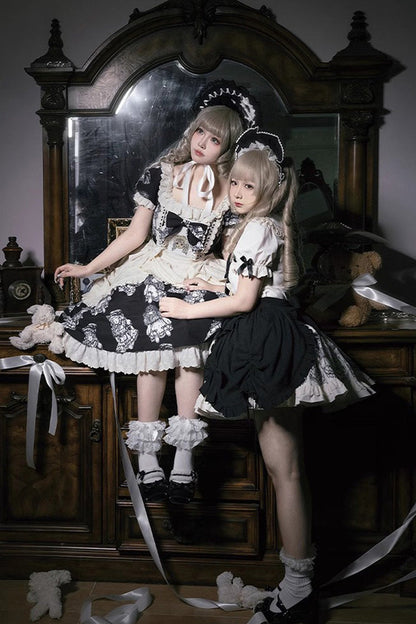 Gothic Lolita Dress - Doll Night, 2 Colors, Ruffled, Printed, Embroidered - additional product view 9