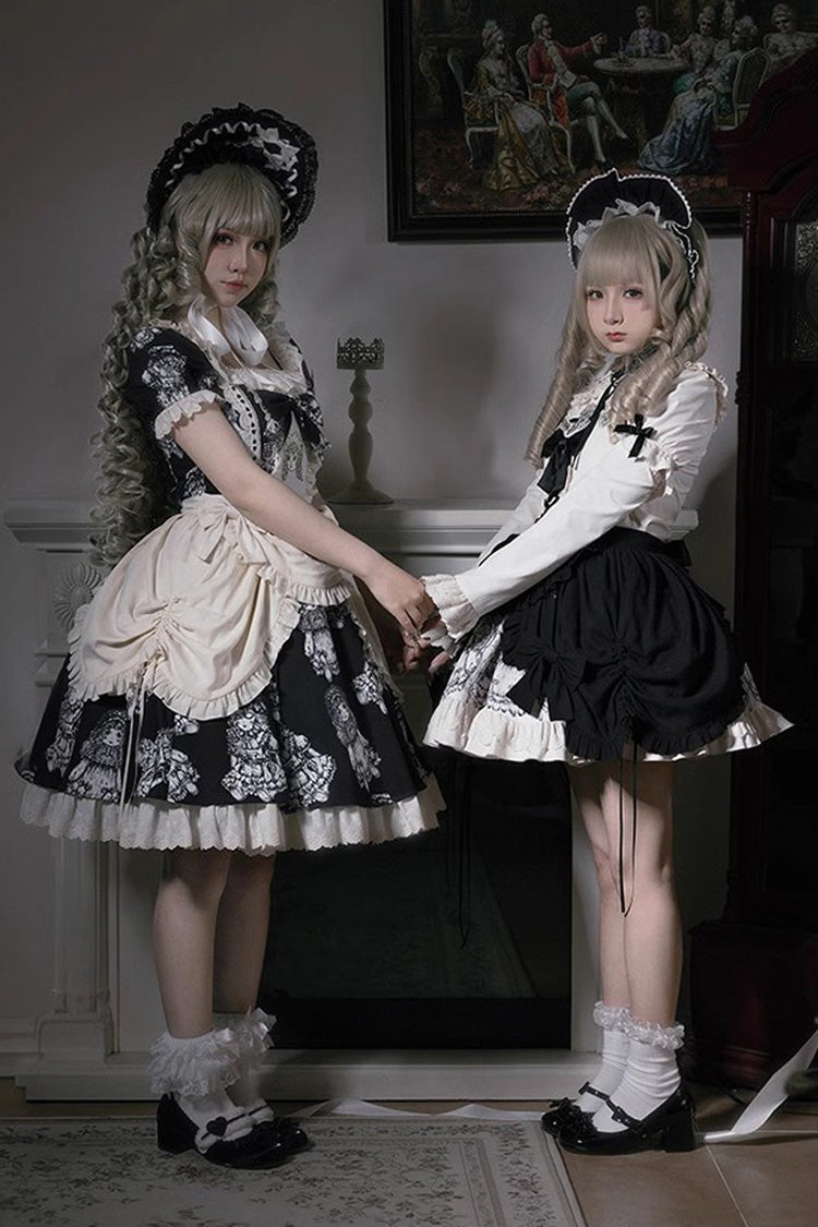 Gothic Lolita Dress - Doll Night, 2 Colors, Ruffled, Printed, Embroidered - additional product view 10