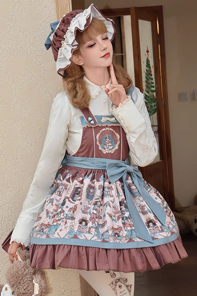 Gothic Lolita Dress - Doll Print, Brown, Bow Detail, Ruffled, Printed - additional product view 3