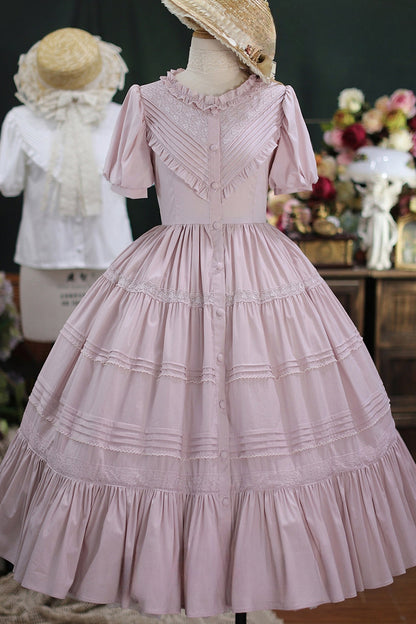 Gothic Lolita Dress - Elegant Cardigan Round Neck, 8 Colors, Ruffled, Sweet Style - main product image
