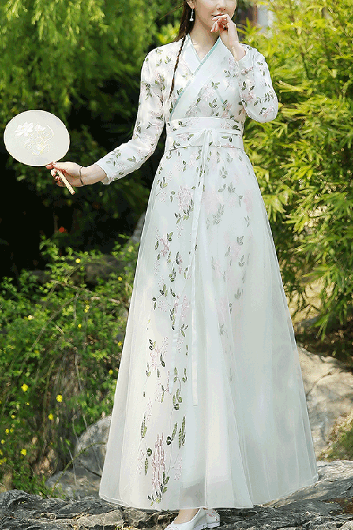 Gothic Lolita Dress - Elegant Green Leaf, 2 Colors, Chinese-Inspired Style, Embroidered - main product image