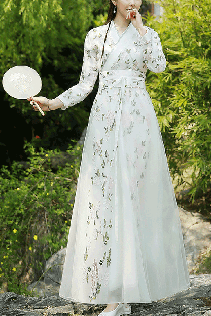 Gothic Lolita Dress - Elegant Green Leaf, 2 Colors, Chinese-Inspired Style, Embroidered - main product image