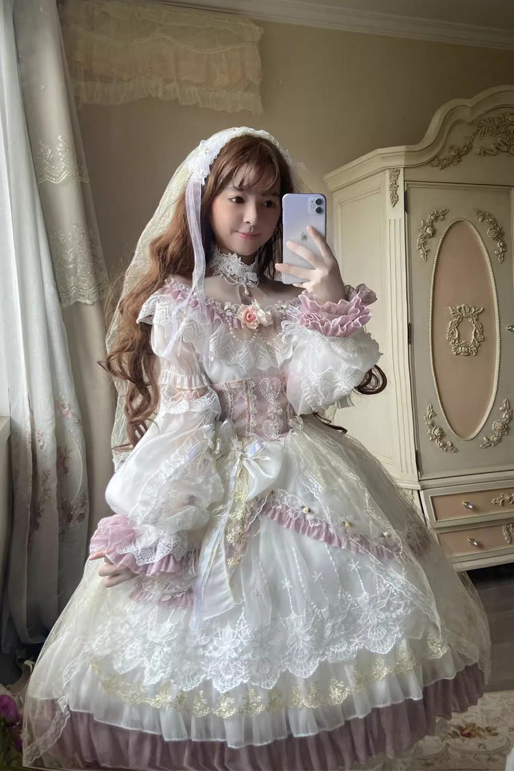 Gothic Lolita Dress - Elizabeth Tea Party, Multi-Color, Bow Detail, Lace Trim, Ruffled - additional product view 2