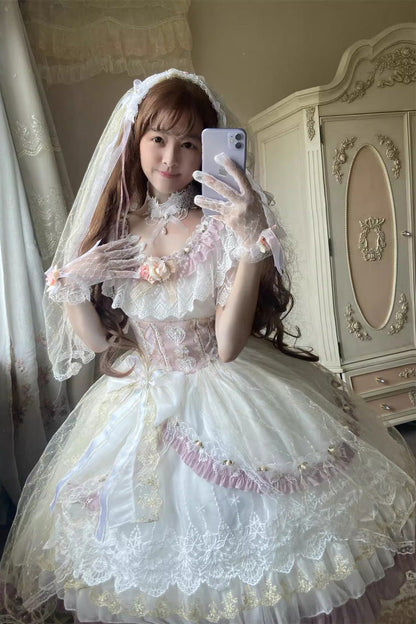 Gothic Lolita Dress - Elizabeth Tea Party, Multi-Color, Bow Detail, Lace Trim, Ruffled - additional product view 3