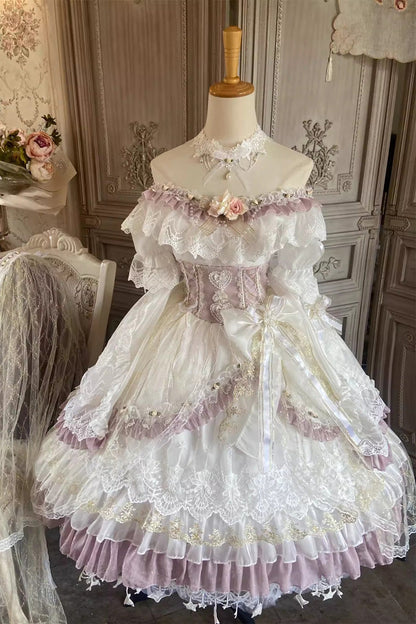 Gothic Lolita Dress - Elizabeth Tea Party, Multi-Color, Bow Detail, Lace Trim, Ruffled - additional product view 4
