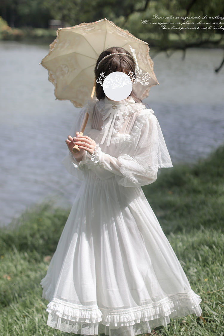 Gothic Lolita Dress - Enchanted Daydream, White, Lace Trim, Long Sleeves, Sweet Style - additional product view 4