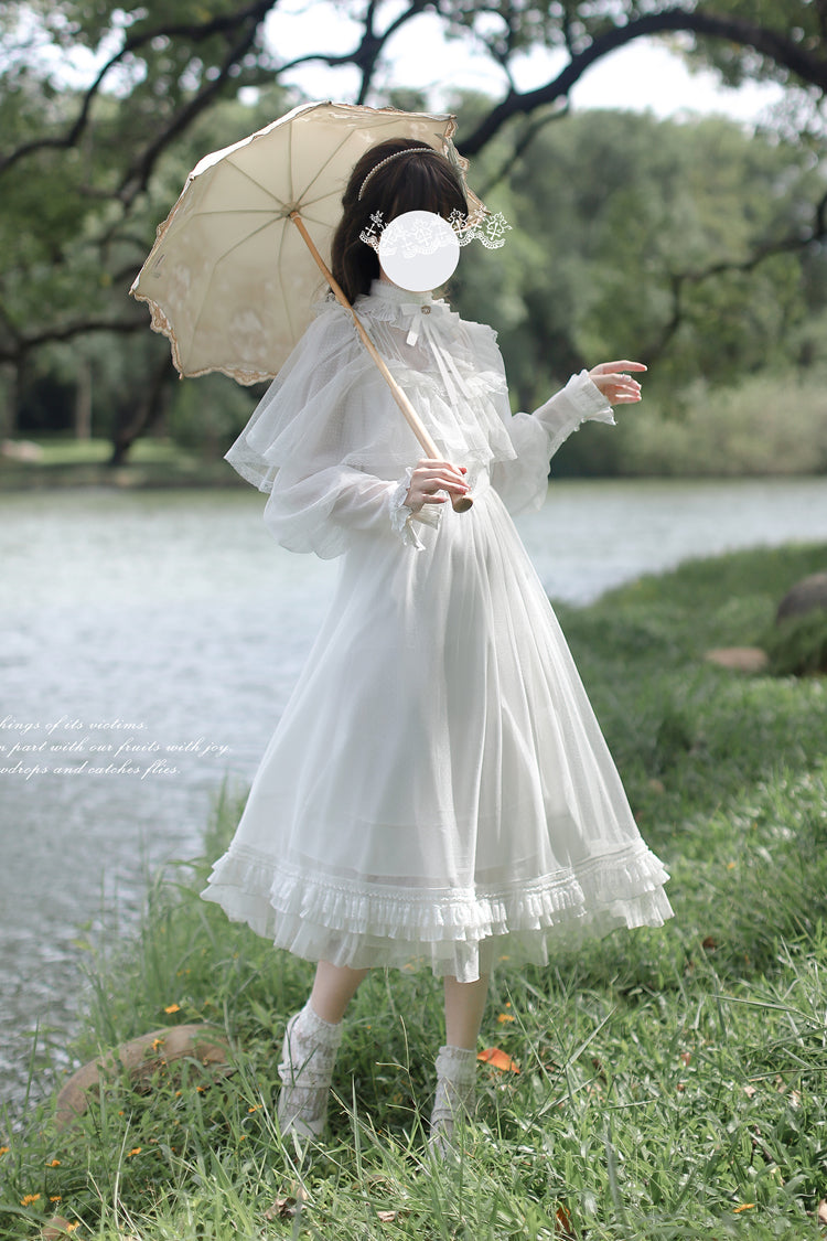 Gothic Lolita Dress - Enchanted Daydream, White, Lace Trim, Long Sleeves, Sweet Style - additional product view 5