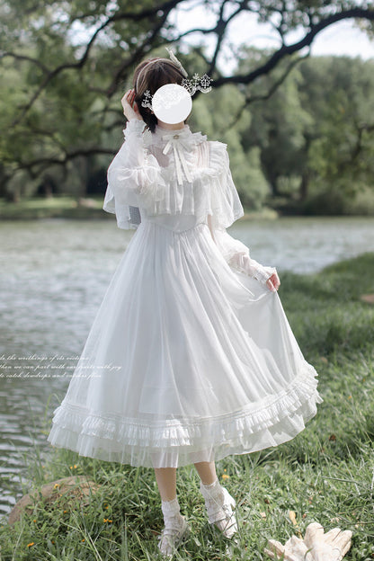 Gothic Lolita Dress - Enchanted Daydream, White, Lace Trim, Long Sleeves, Sweet Style - additional product view 7