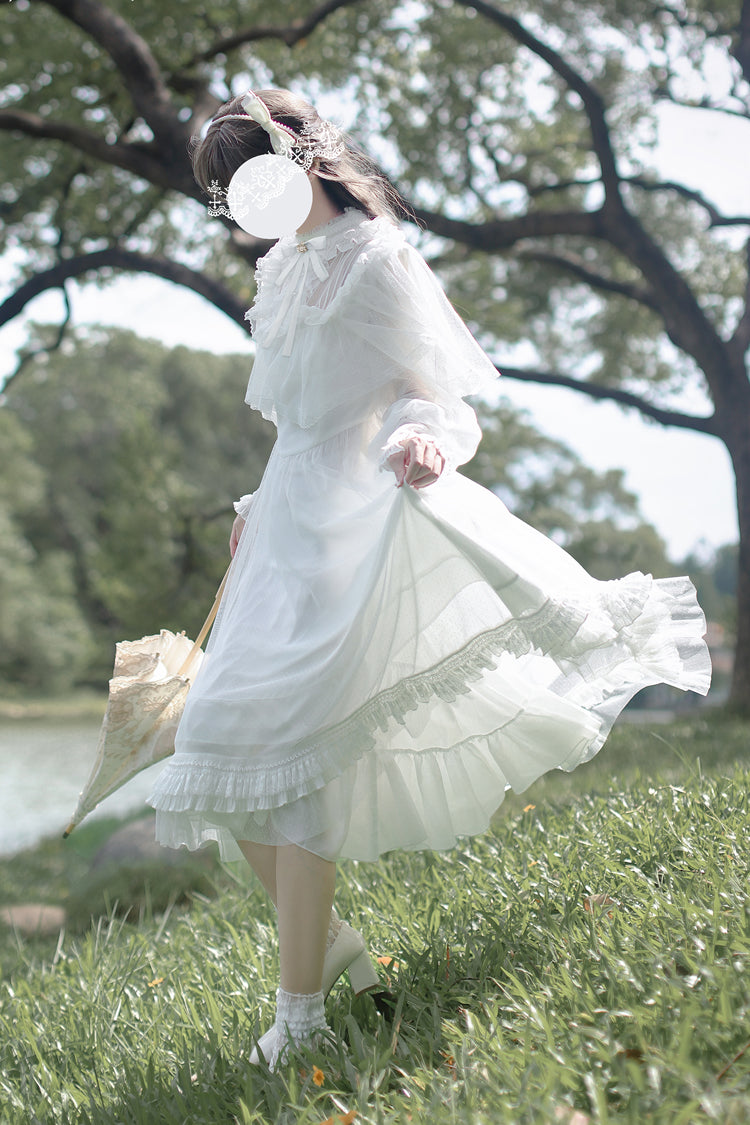 Gothic Lolita Dress - Enchanted Daydream, White, Lace Trim, Long Sleeves, Sweet Style - additional product view 8