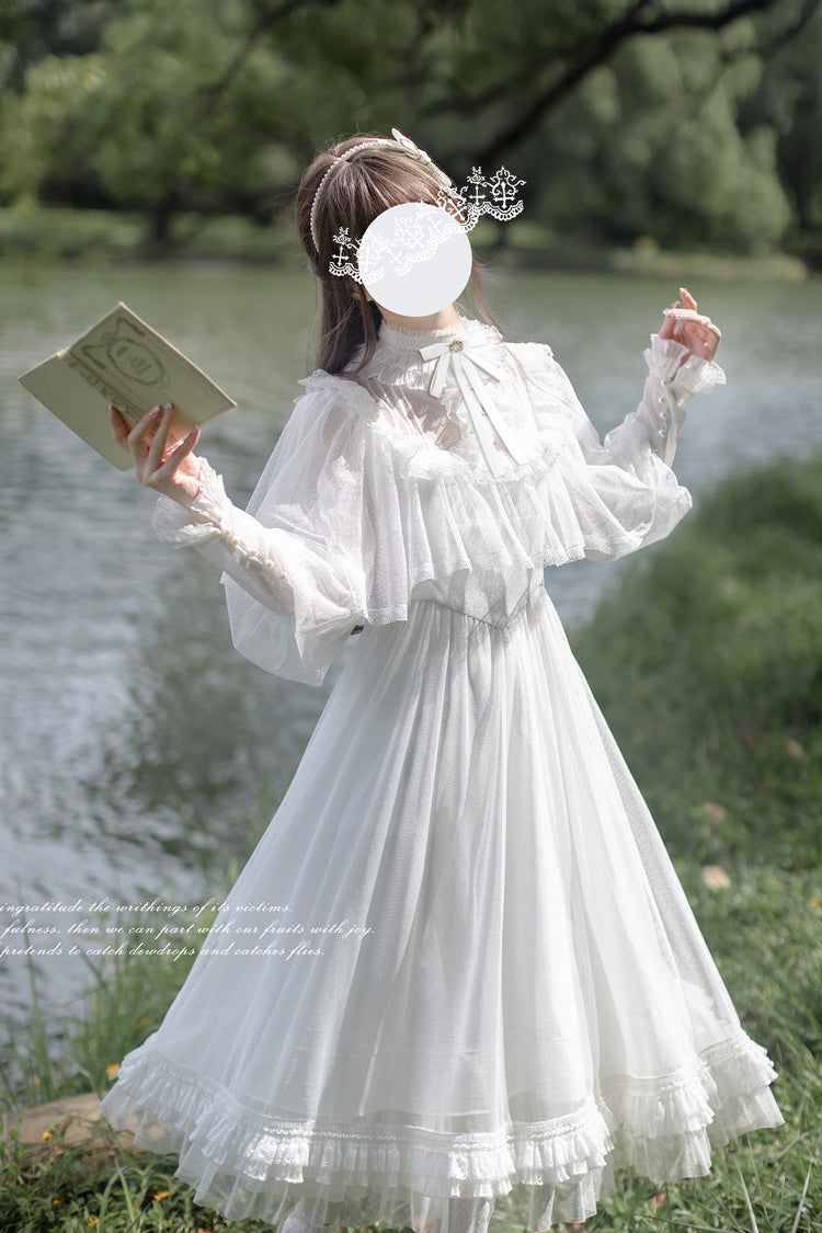 Gothic Lolita Dress - Enchanted Daydream, White, Lace Trim, Long Sleeves, Sweet Style - additional product view 9