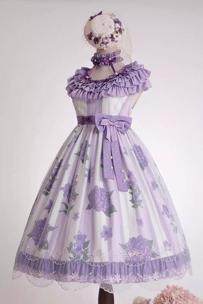 Gothic Lolita Dress - Endless Summer, Purple, Lace Trim, Ruffled, Printed - additional product view 2