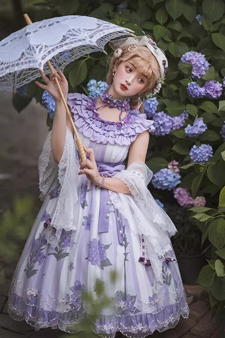 Gothic Lolita Dress - Endless Summer, Purple, Lace Trim, Ruffled, Printed - additional product view 3
