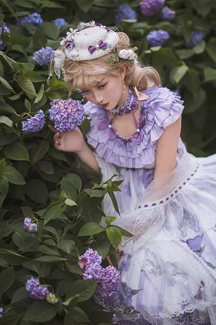 Gothic Lolita Dress - Endless Summer, Purple, Lace Trim, Ruffled, Printed - additional product view 6
