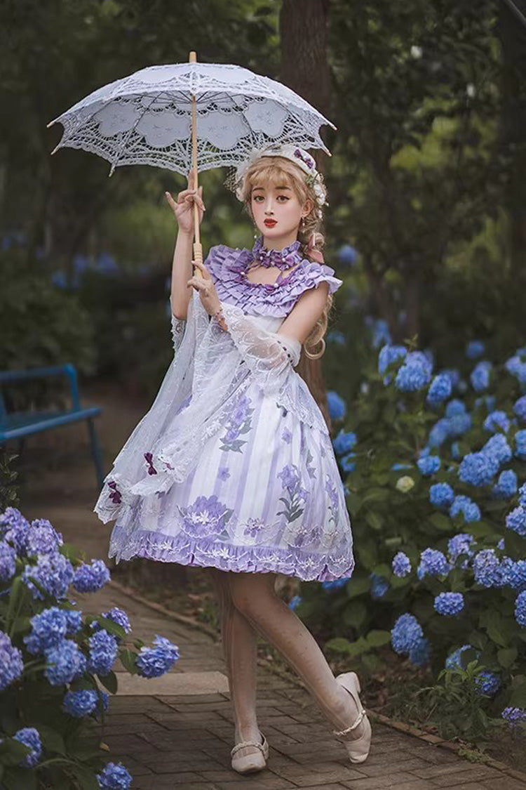 Gothic Lolita Dress - Endless Summer, Purple, Lace Trim, Ruffled, Printed - additional product view 7