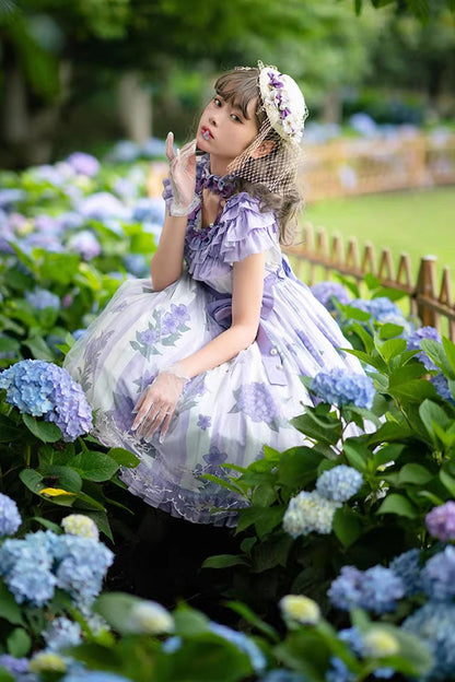 Gothic Lolita Dress - Endless Summer, Purple, Lace Trim, Ruffled, Printed - additional product view 8