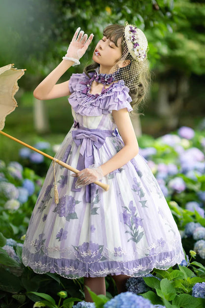 Gothic Lolita Dress - Endless Summer, Purple, Lace Trim, Ruffled, Printed - main product image