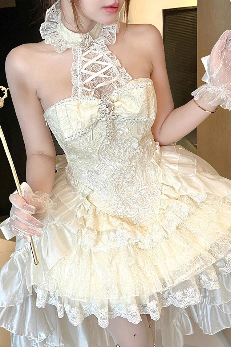 Gothic Lolita Dress - Eternal Temple, Ivory, Bow Detail, Lace Trim, Ruffled - additional product view 3