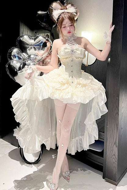 Gothic Lolita Dress - Eternal Temple, Ivory, Bow Detail, Lace Trim, Ruffled - additional product view 5