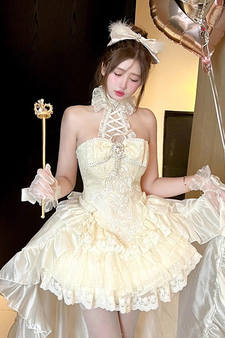 Gothic Lolita Dress - Eternal Temple, Ivory, Bow Detail, Lace Trim, Ruffled - main product image
