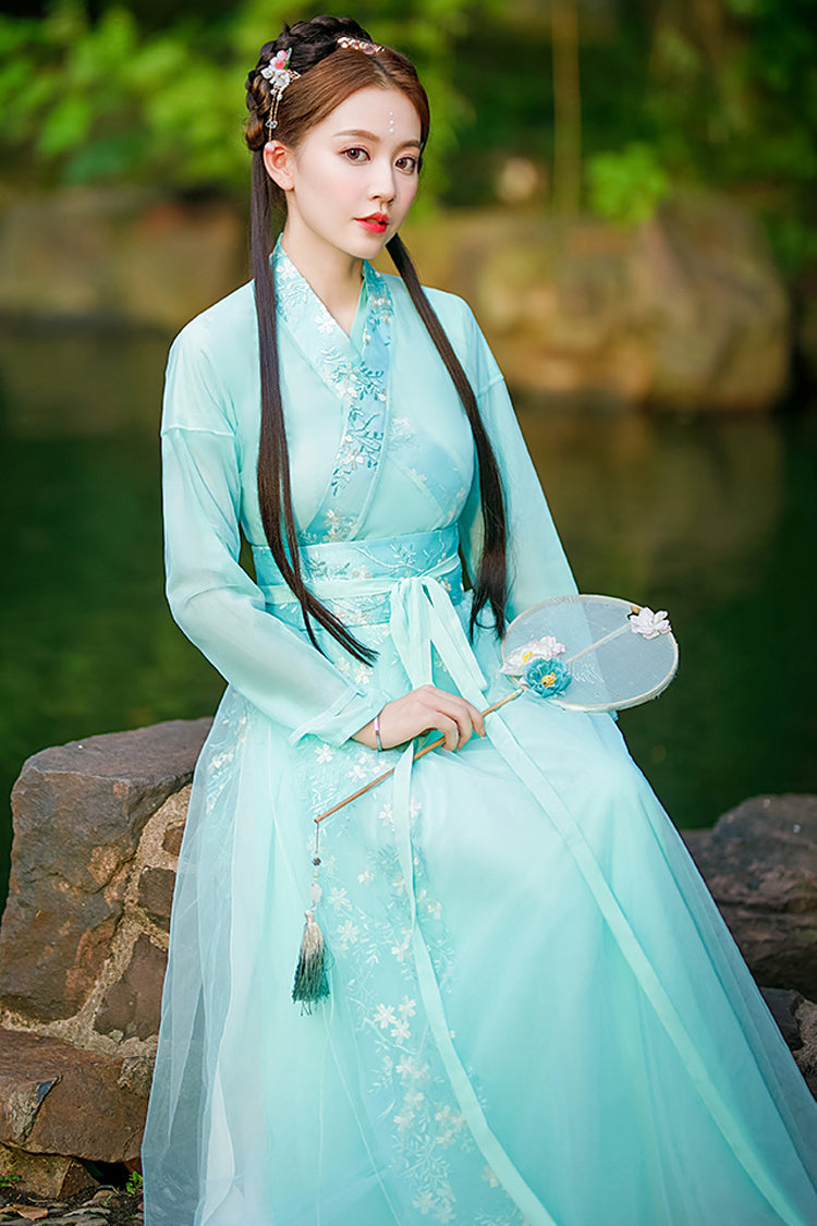 Gothic Lolita Dress - Fairy Airy Spring Flower, Green, Sweet Style, Chinese-Inspired Style - additional product view 4
