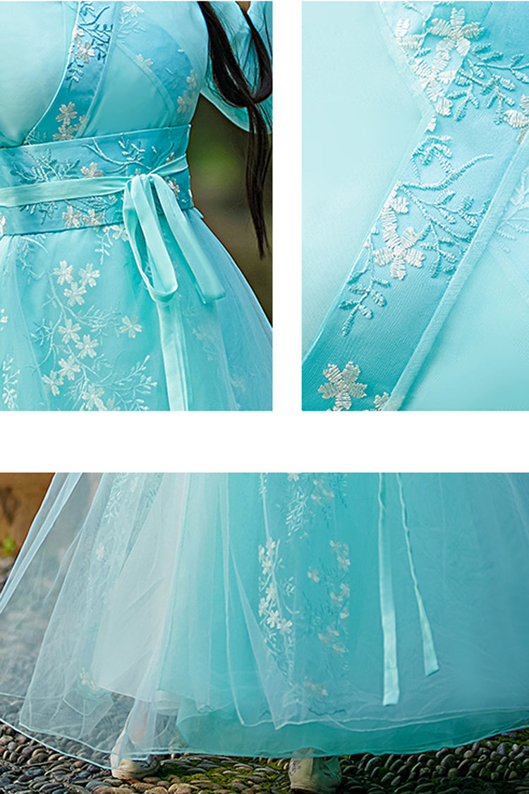 Gothic Lolita Dress - Fairy Airy Spring Flower, Green, Sweet Style, Chinese-Inspired Style - additional product view 5