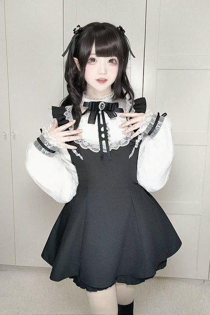 Gothic Lolita Dress - First Love Contract, 4 Colors, Bow Detail, Lace Trim, Printed - additional product view 6