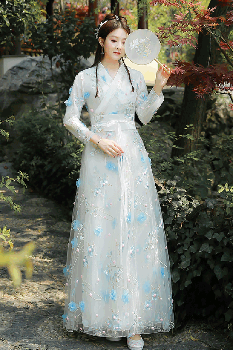 Gothic Lolita Dress - Floral, 2 Colors, Chinese-Inspired Style, Embroidered, Sweet Style - additional product view 2