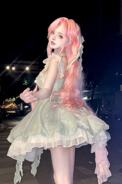 Gothic Lolita Dress - Flower Fairy Forest Garden Print, Green, Printed, Sweet Style - additional product view 8