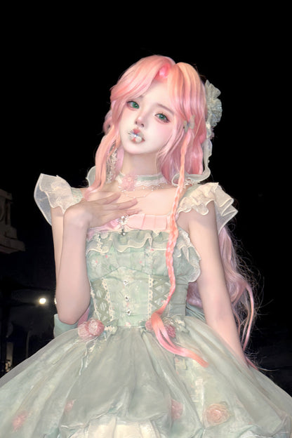 Gothic Lolita Dress - Flower Fairy Forest Garden Print, Green, Printed, Sweet Style - additional product view 11