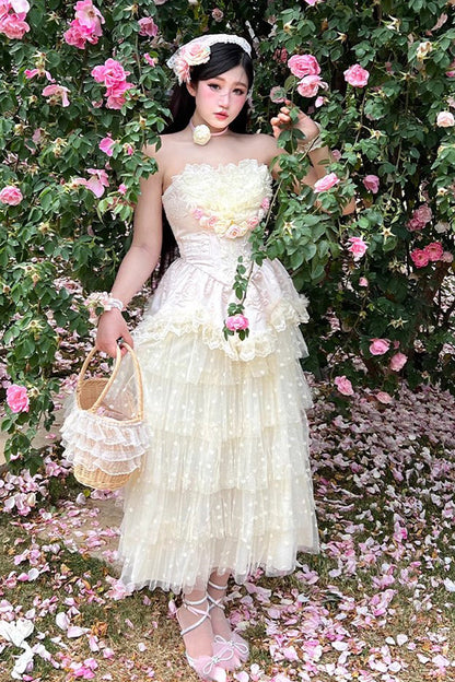 Gothic Lolita Dress - Flower Goddess Of Love, Pink, Ruffled, Sweet Style, Bow Detail - additional product view 2
