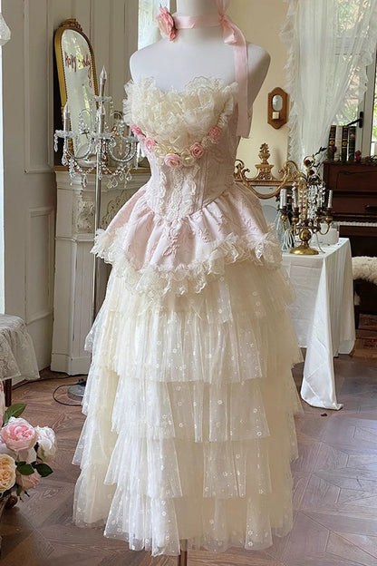 Gothic Lolita Dress - Flower Goddess Of Love, Pink, Ruffled, Sweet Style, Bow Detail - additional product view 3