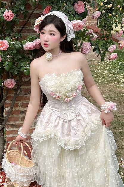 Gothic Lolita Dress - Flower Goddess Of Love, Pink, Ruffled, Sweet Style, Bow Detail - additional product view 5