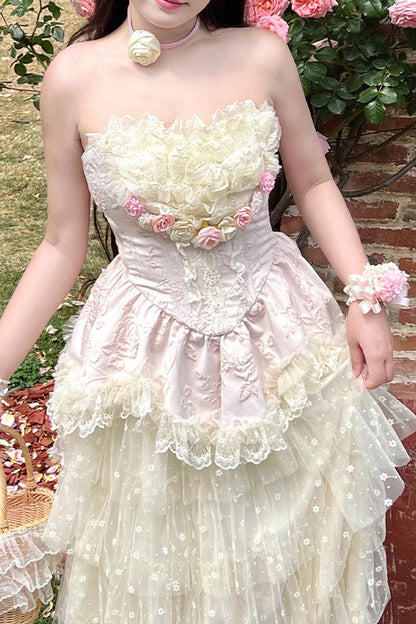Gothic Lolita Dress - Flower Goddess Of Love, Pink, Ruffled, Sweet Style, Bow Detail - additional product view 7