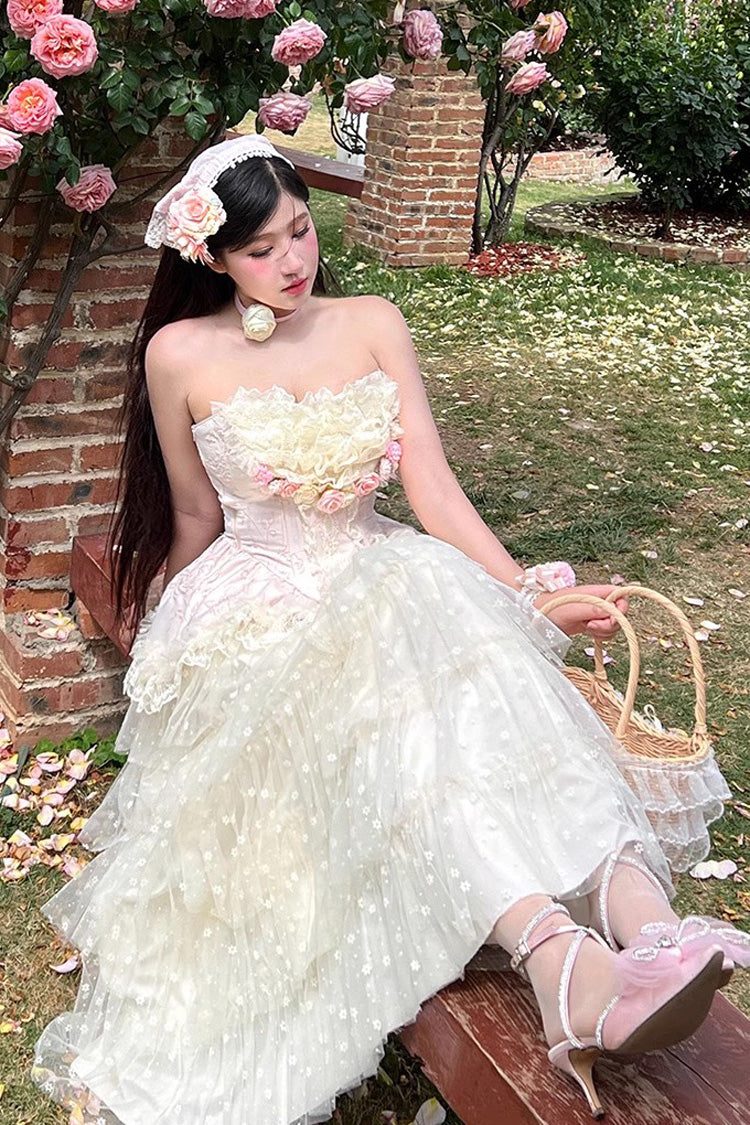 Gothic Lolita Dress - Flower Goddess Of Love, Pink, Ruffled, Sweet Style, Bow Detail - additional product view 9