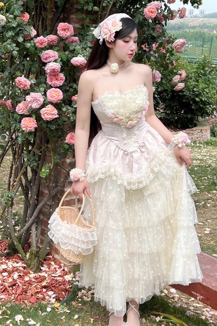Gothic Lolita Dress - Flower Goddess Of Love, Pink, Ruffled, Sweet Style, Bow Detail - main product image