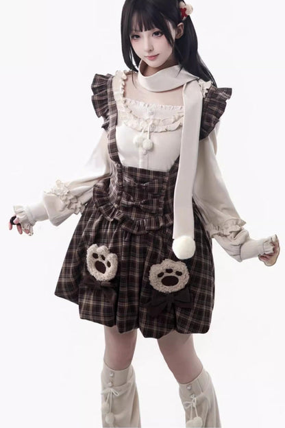 Gothic Lolita Dress - Fluffy Little Bear, Brown, Sweet Style, Bow Detail, Ruffled - additional product view 2